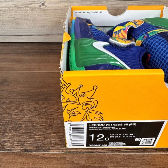 Nike Lebron Witness 7 Kaleidoscope PS Size 12C Deep Royal Blue White DQ8647 400 - Picture 9 of 9